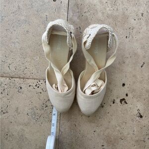 Soludos Cream Wedges with Ankle Straps